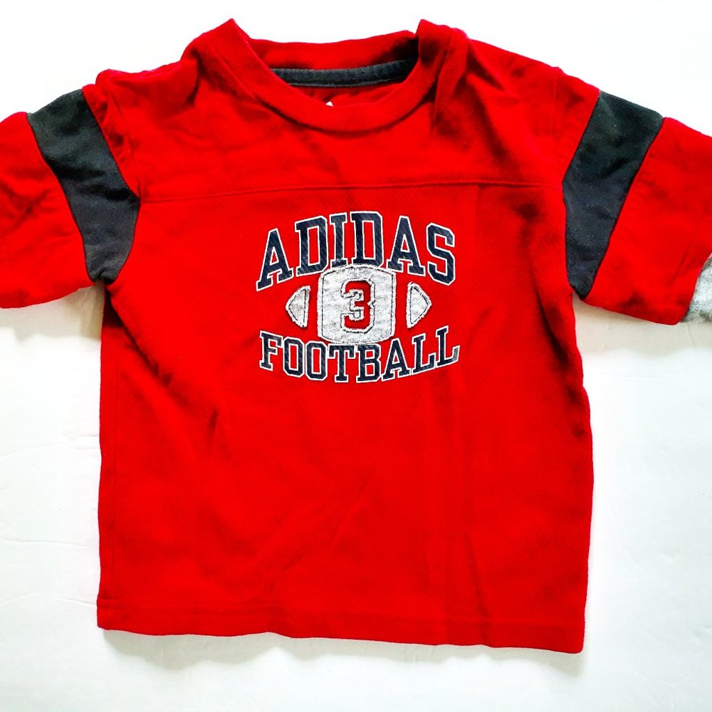 Adidas Boys T-Shirt Football Red Black Long Sleeve 24 Months